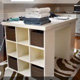 F69. Pottery Barn Bedford project table with cubbies. 